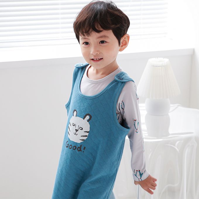 正韓 Cogibu - 極舒適無螢光劑 100% 有機棉幼兒/兒童鋪棉保暖防踢背心-小虎棒