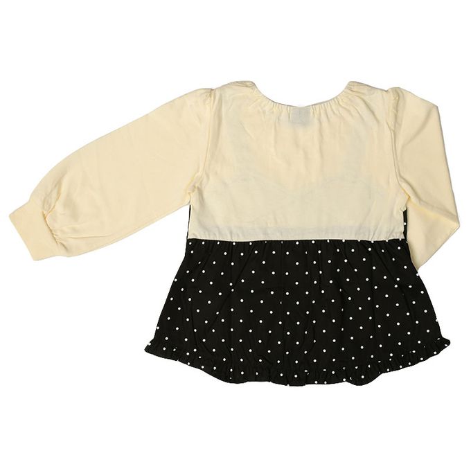 akachan honpo - 假兩件T恤-米白色