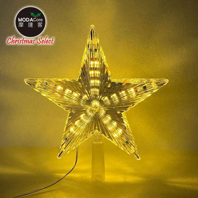 MODACore 摩達客 - 摩達客-16cm 樹頂星含LED燈插電式(暖白光) (暖白光)