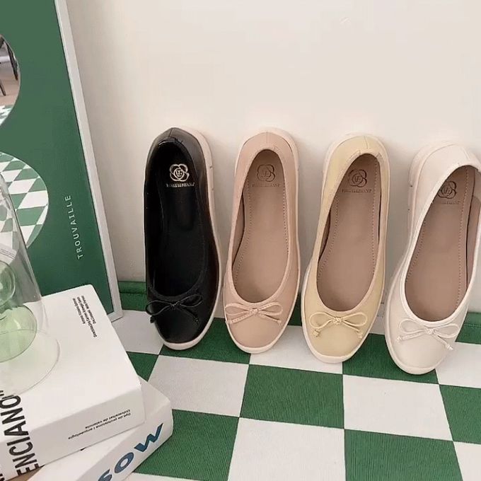 韓國 PINKELEPHANT - 蝴蝶結淺口懶人平底包鞋(1.5cm)-黑