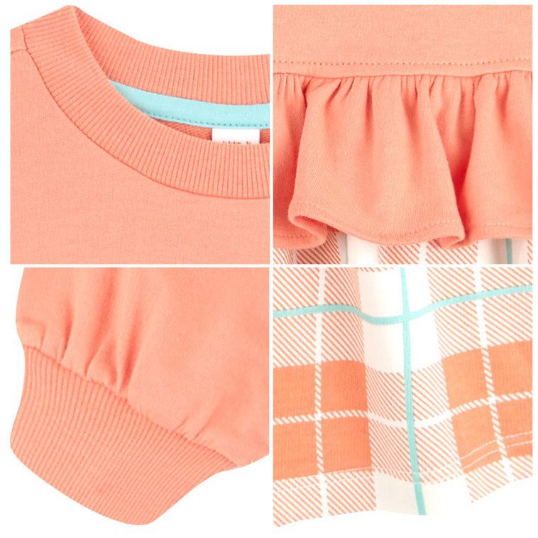 韓國 HEJMINI - 假兩件小黃兔格子洋裝