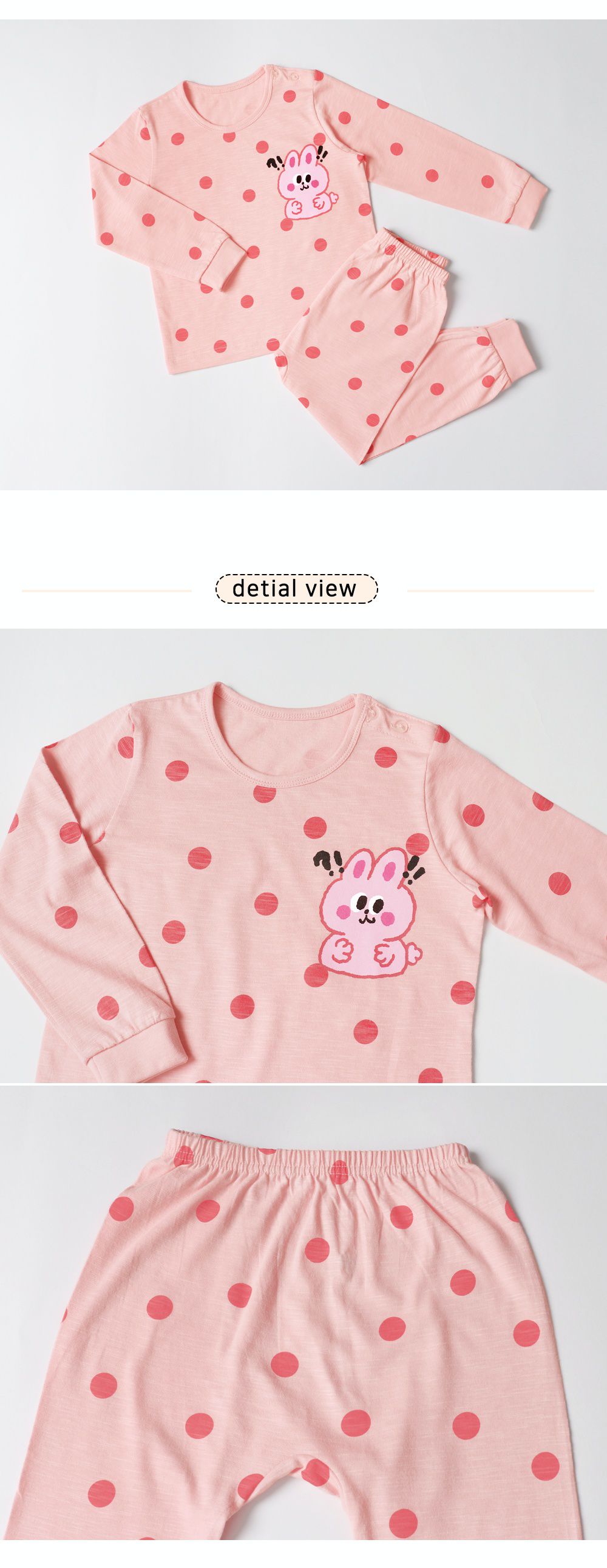 韓國 Mellisse - 韓製莫代爾透氣長袖家居服-點點兔兔