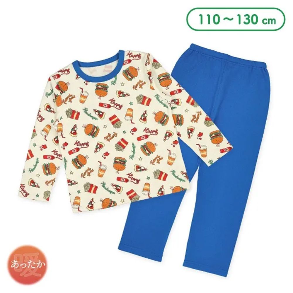 絎縫鋪棉保暖長袖家居服/睡衣-速食-寶藍