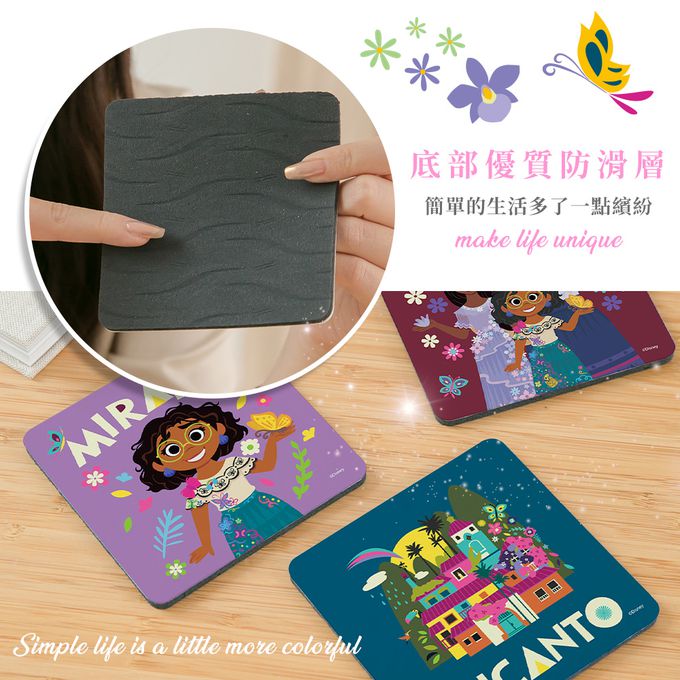 收納王妃 - 迪士尼 Disney 魔法滿屋【花語】 珪藻土軟式吸水杯墊-二入組10X10X0.5CM