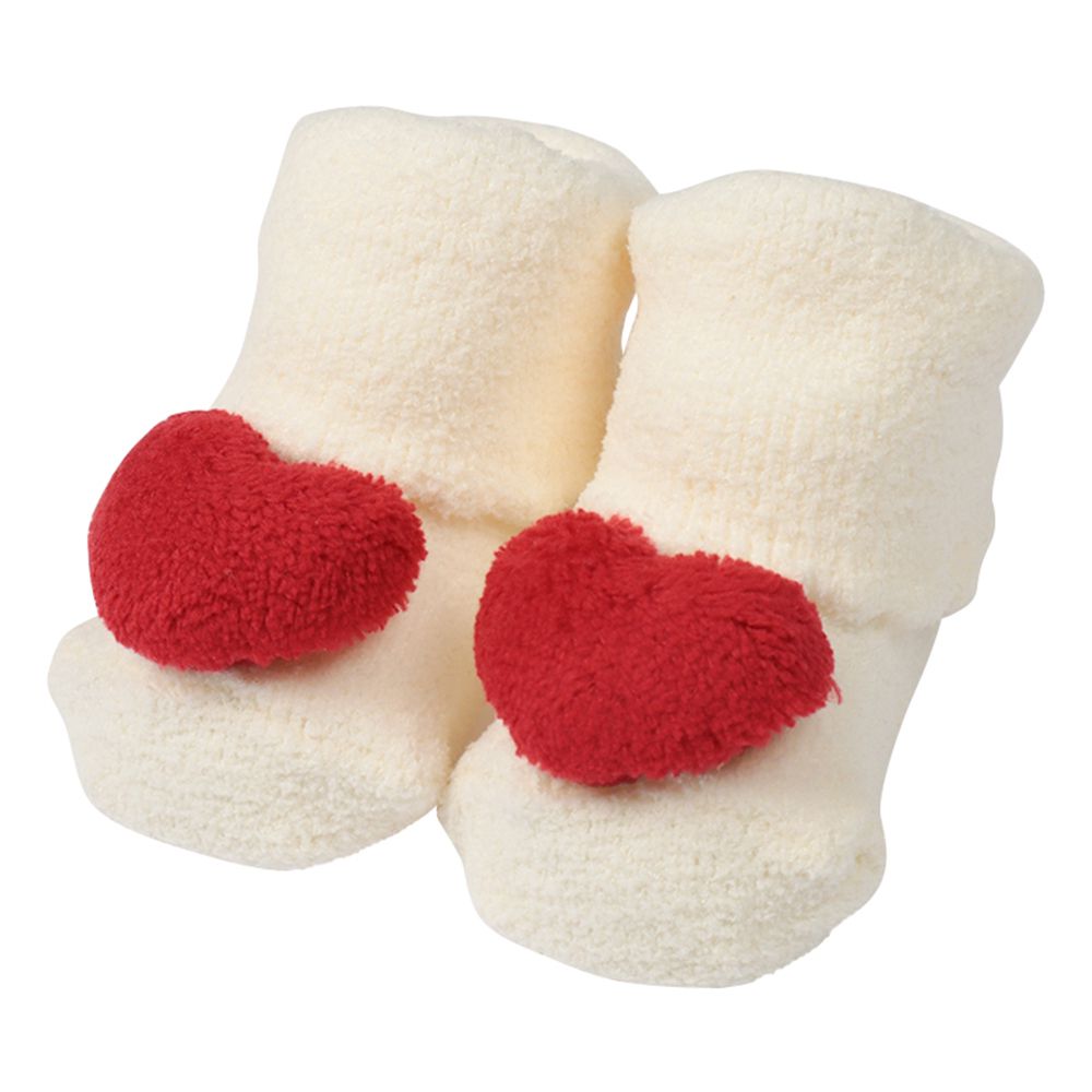 蓬鬆造型襪-愛心-象牙白色 (7~9cm)