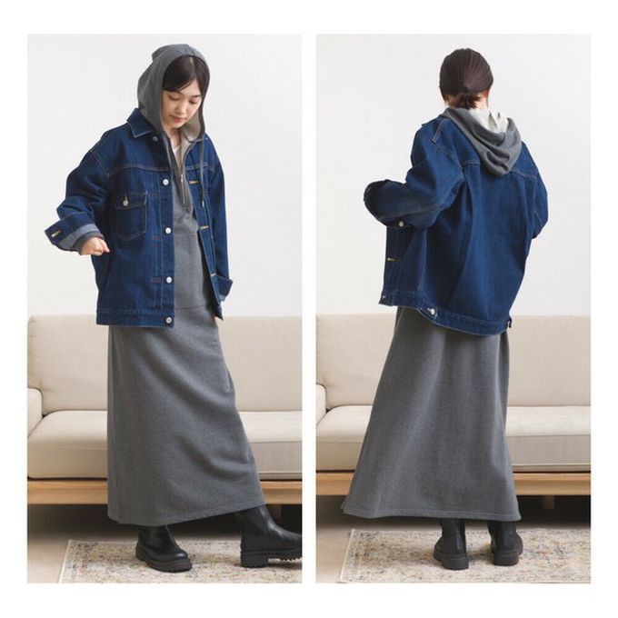 日本 OMNES - 休閒刺繡logo裏毛連帽長袖洋裝-米白