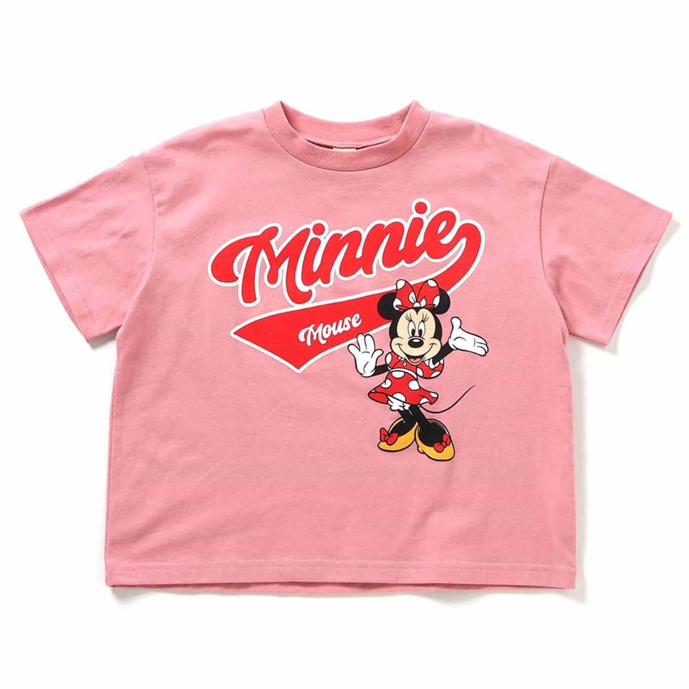迪士尼限定 印花T恤-卡通人物米妮-粉紅