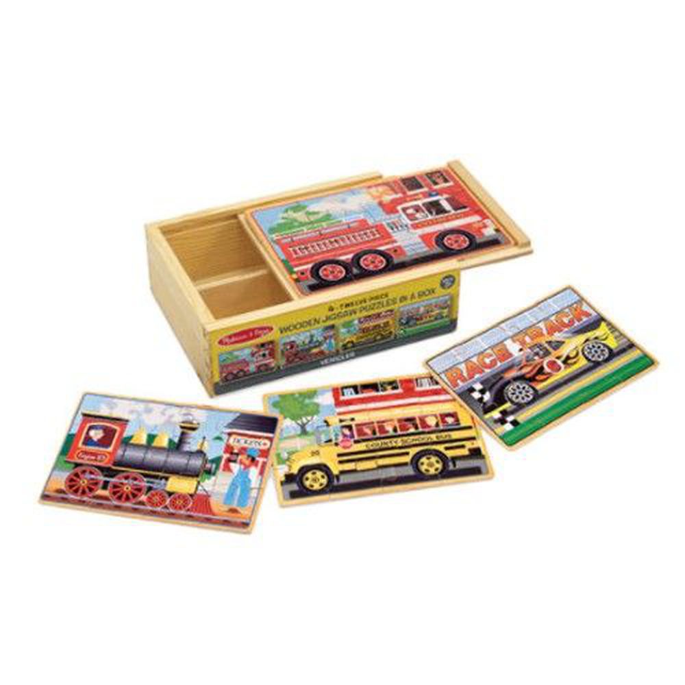 美國瑪莉莎 Melissa & Doug - MD 盒中木製拼圖-交通工具-48片(4種各12片)
