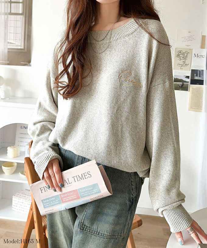 日本 Classical Elf - 厚磅棉復古刷色感logo長袖上衣-大地棕