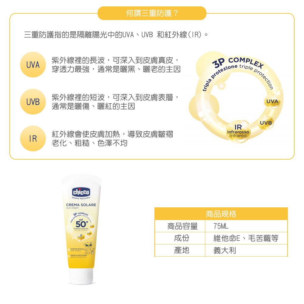 義大利 chicco - 寶貝防曬水嫩乳霜SPF50+