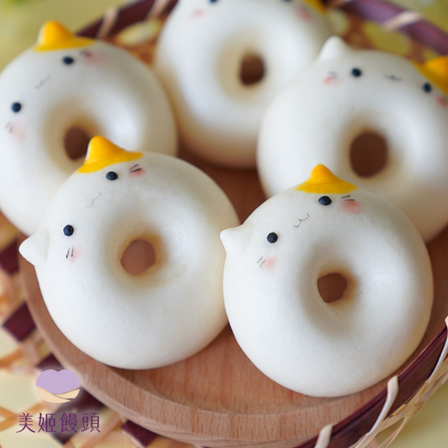 美姬饅頭 - 卷卷貓咪甜甜圈鮮乳造型饅頭-6入-20g/顆