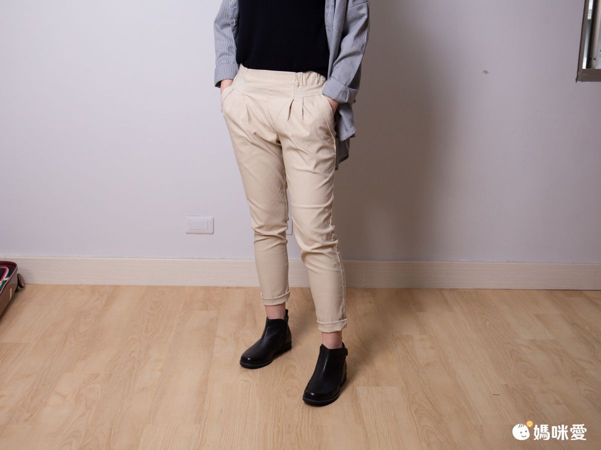 日本女裝代購 - 舒適修身彈性 打褶小尻美腿褲-咖啡