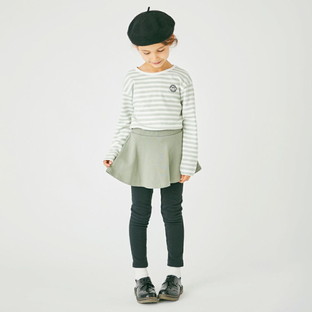 日本 evercloset - 定番條紋純棉長袖上衣-笑臉徽章-海軍藍