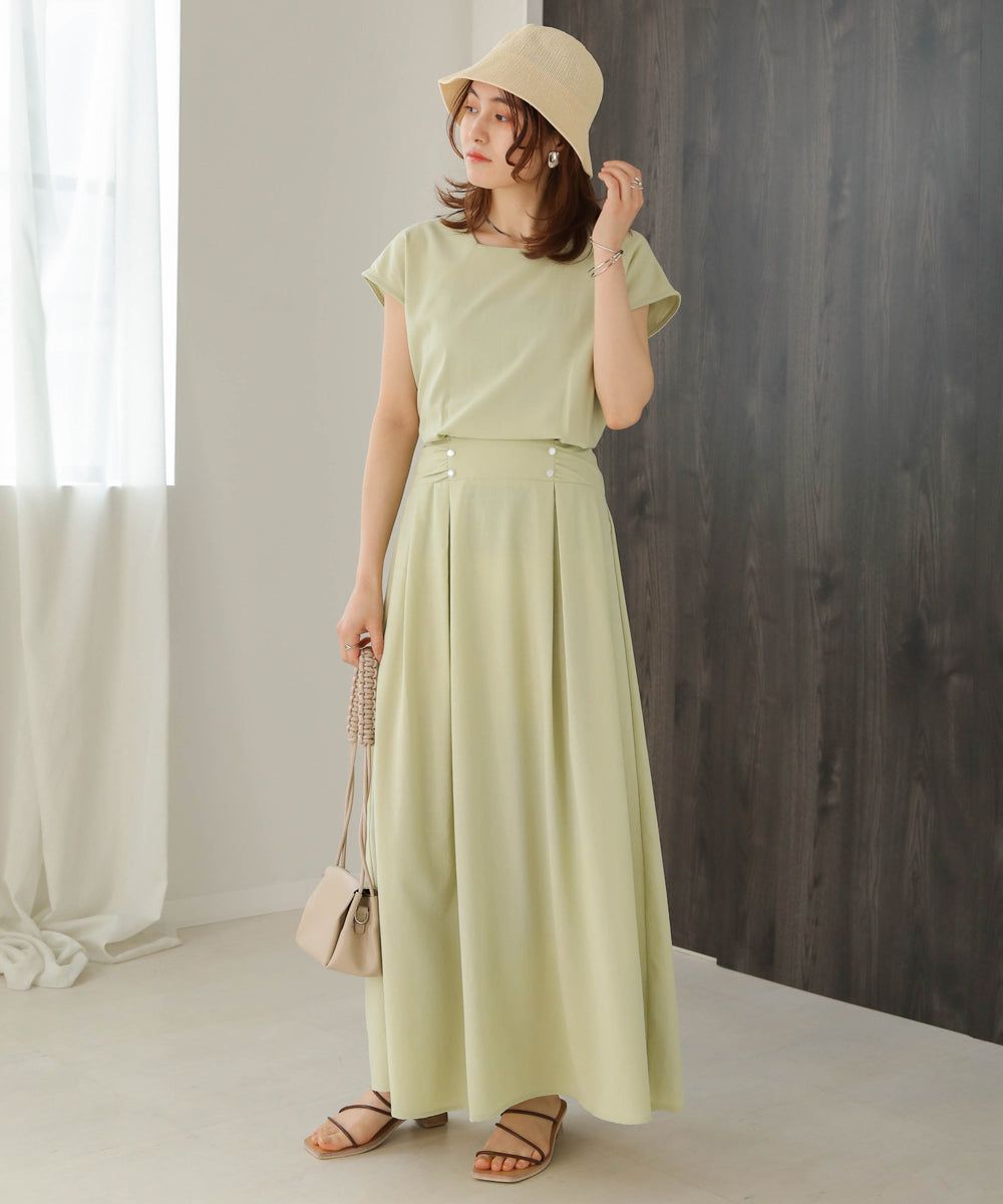 日本 Bab - 顯瘦剪裁收腰法式袖洋裝-石墨灰