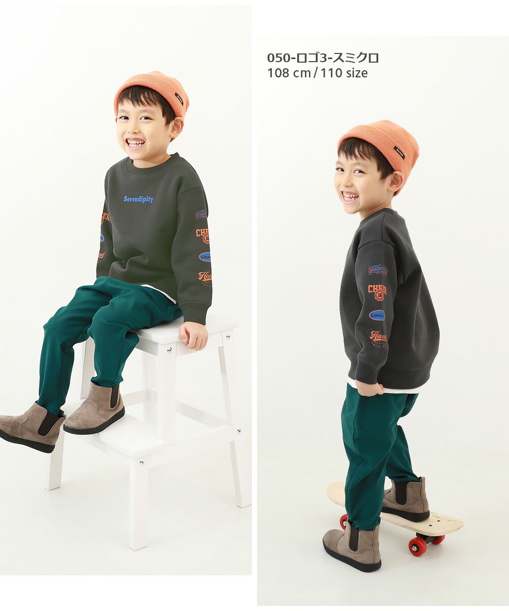 日本 devirock - [推薦定番]裏起毛印花長袖上衣-背後Attention-卡其棕