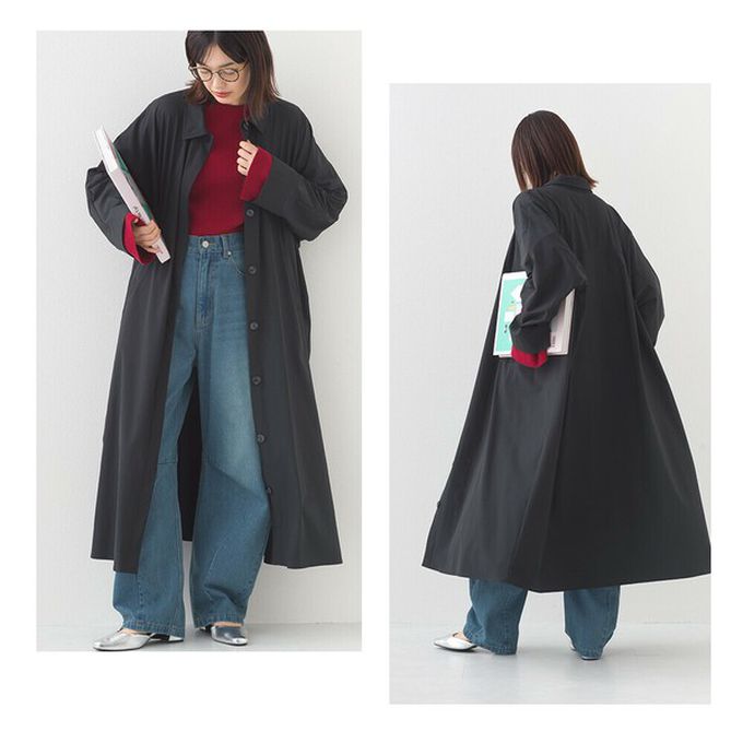 日本 OMNES - 防撕裂耐穿率性質感尼龍長版大衣-淺卡其