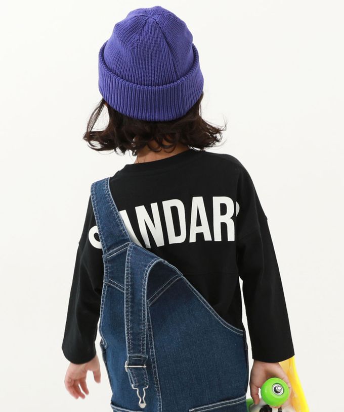 日本 devirock - 100%棉 背後英文標語長袖上衣-深灰紫