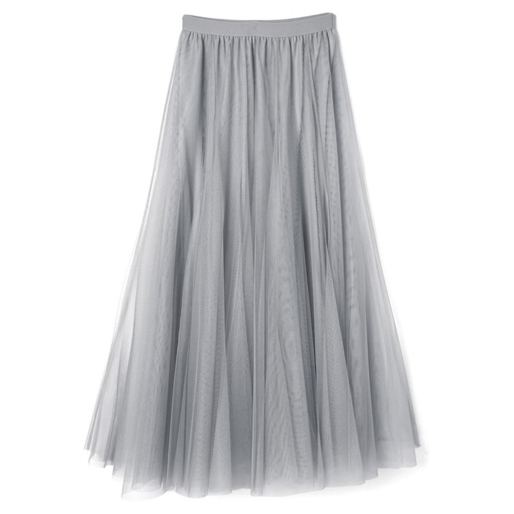 日本 GRL - 飄逸顯瘦雙層傘紗裙-冰河灰 (M)