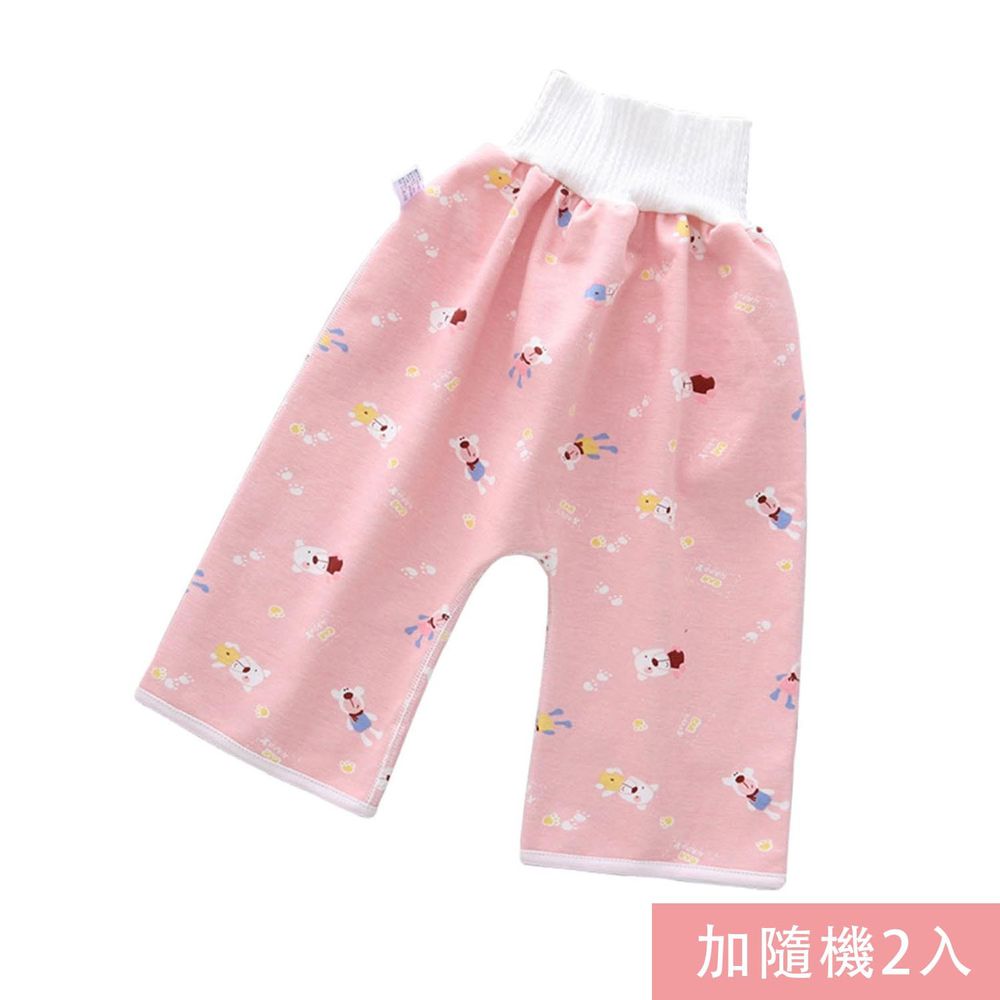 JoyNa - 3入-學習褲 隔尿裙 三層大版型隔尿褲-粉色小熊+隨機2入