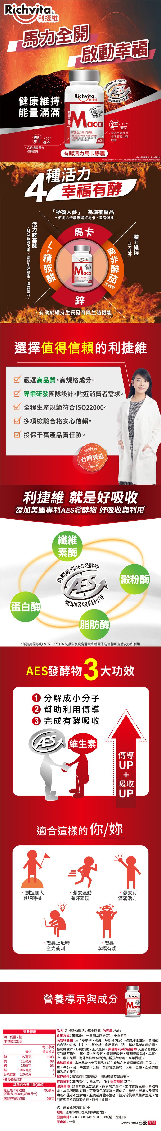 Richvita利捷維 - 有酵活力馬卡膠囊 60粒x2瓶 到期日2023.06.26