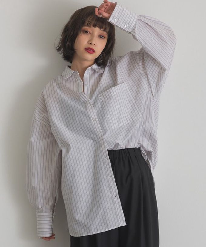 日本 ELENCARE DUE - 男友風寬鬆率性感長袖襯衫-白