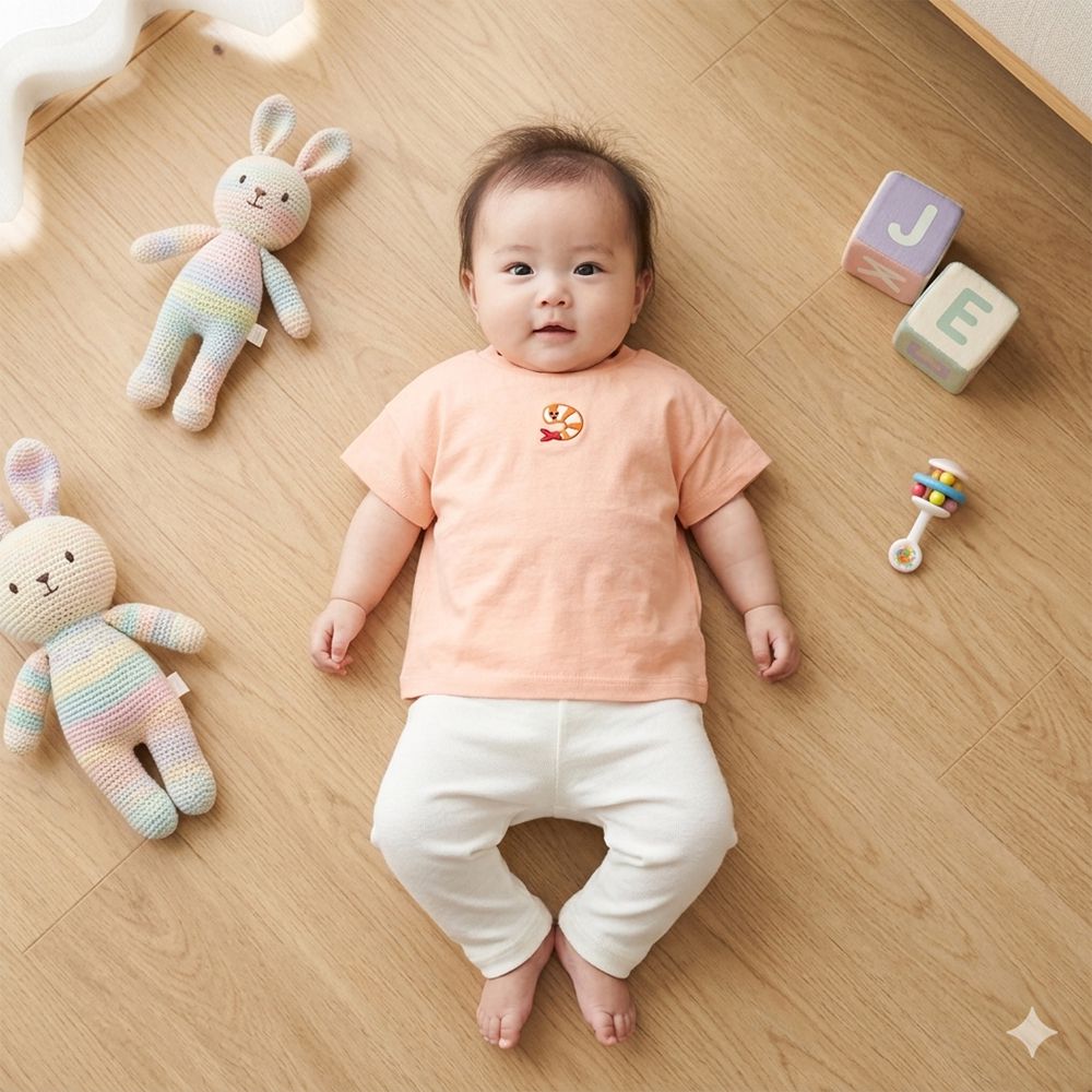 短袖T恤-小刺繡-橘色