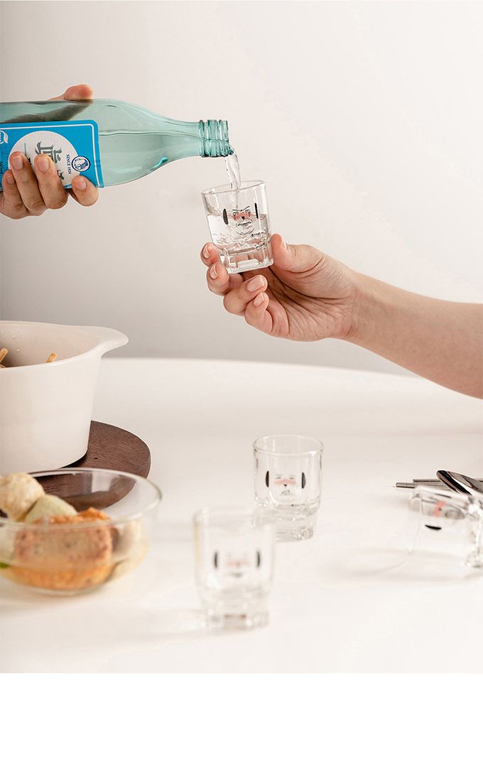 韓國 SSUEIM - 經典表情款玻璃燒酒杯4件組60ml