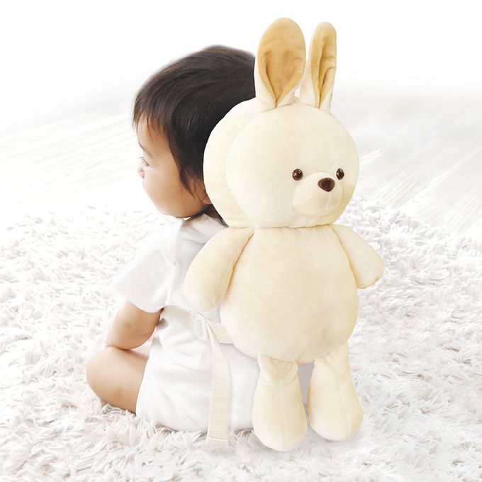 akachan honpo - 嬰兒防護枕背包-兔子-象牙白色