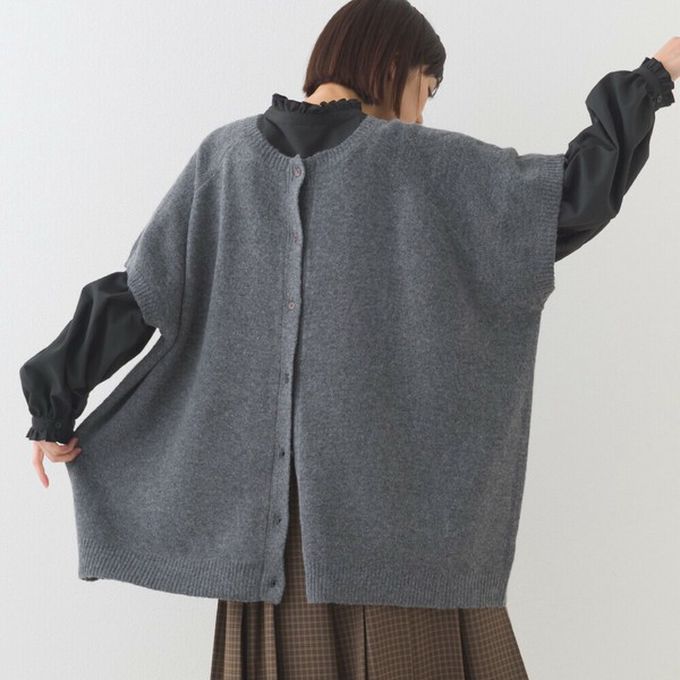 日本 OMNES - 混色感2way針織背心/開襟衫-深咖啡