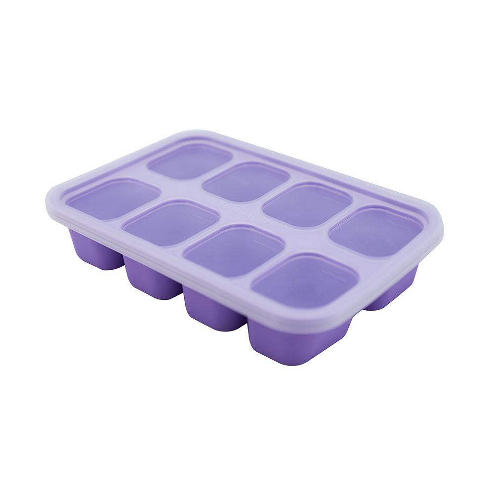 MARCUS＆MARCUS - 動物樂園造型矽膠副食品分裝保存盒-8格30ml-紫