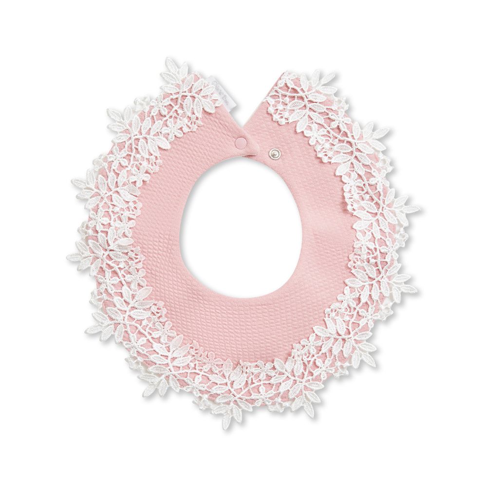 浪漫蕾絲造型圍兜(嬰兒圍兜 寶寶圍兜 口水巾 口水圍兜)-莓粉色