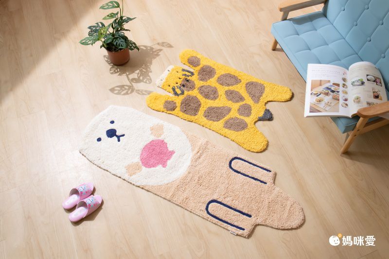 日本代購 - 動物造型長型腳踏墊-鯨魚-水藍 (約35x120cm)