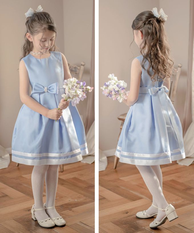 日本 Catherine Cottage - 珍珠蝴蝶結簡約法式洋裝/小禮服-藍紫