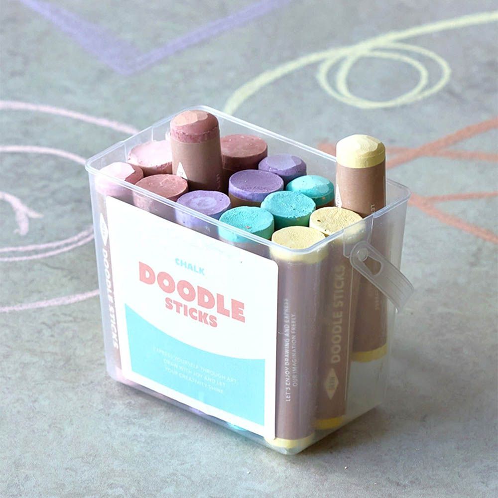 水洗清潔歡樂15支粉筆組(附透明提盒)