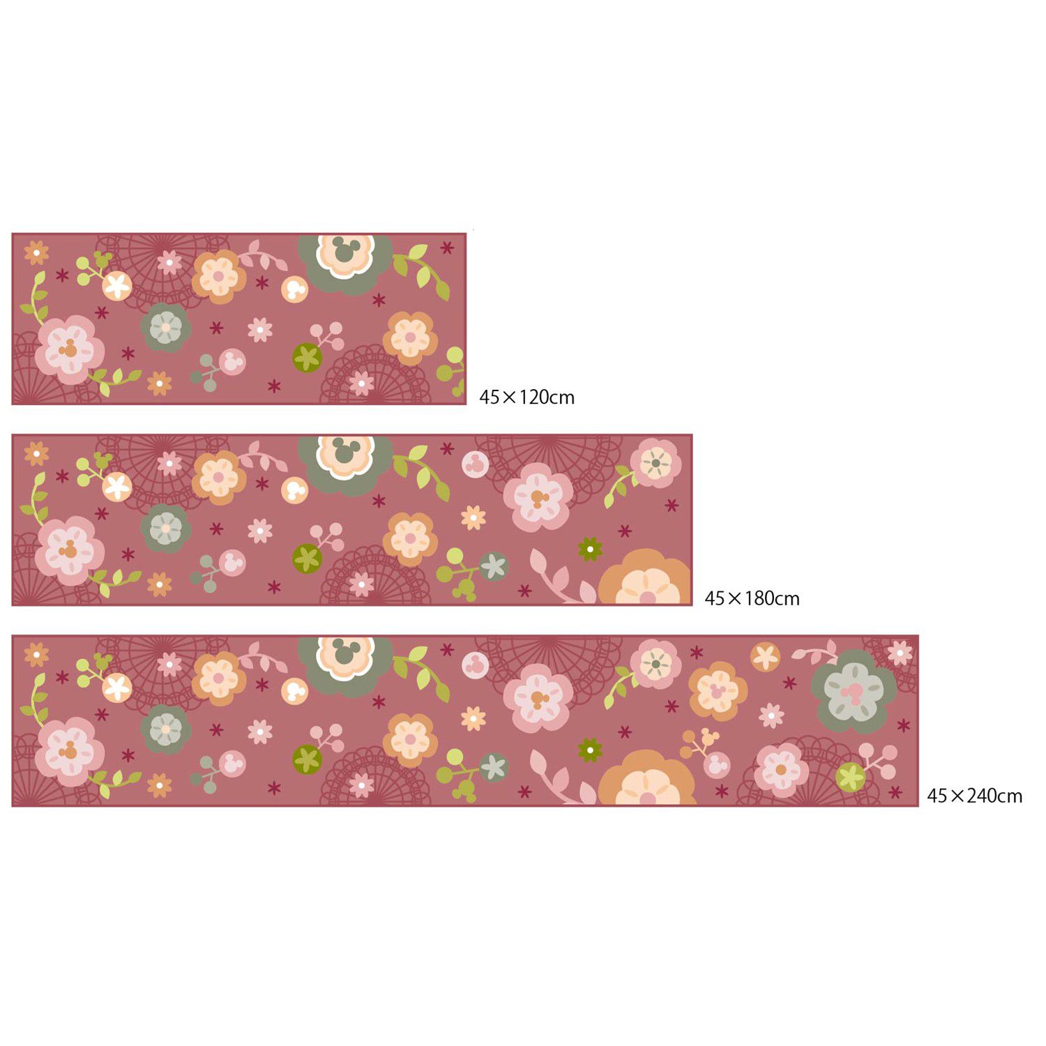 日本千趣會 - 迪士尼 長條型腳踏墊(廚房/臥室)-米奇牽牛花-米