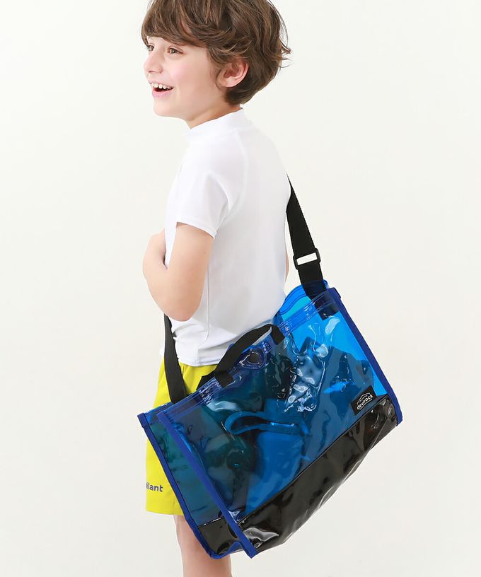 日本 devirock - 大容量PVC防水游泳/玩水包(附背帶)-黑x棕 (35x26x17cm)