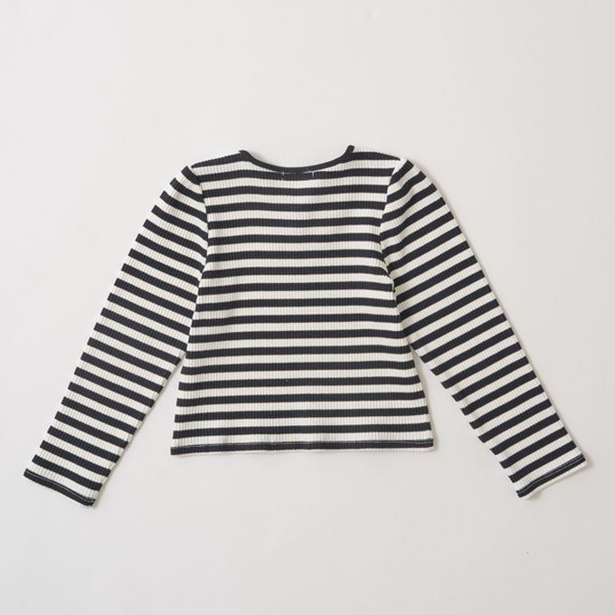 日本 Lycee mine - 領口滾邊綁帶澎澎長袖上衣-白