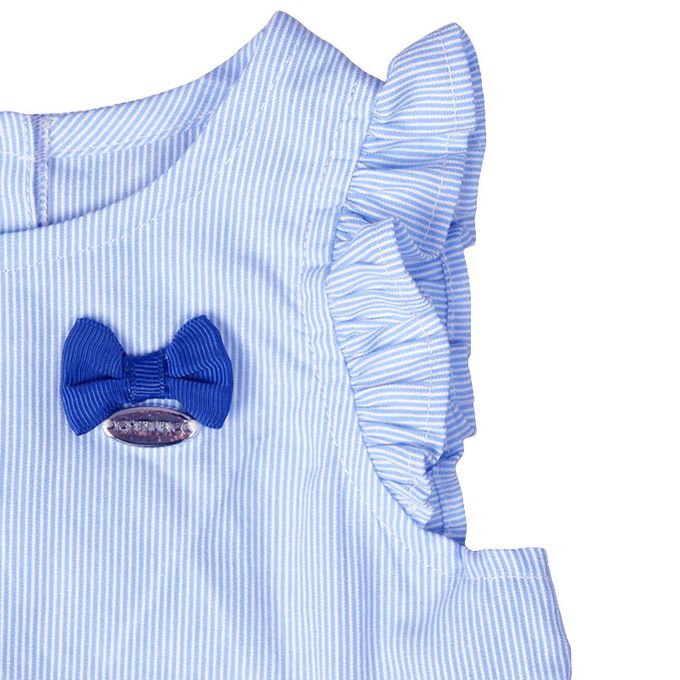 akachan honpo - 荷葉邊袖洋裝-淺藍色