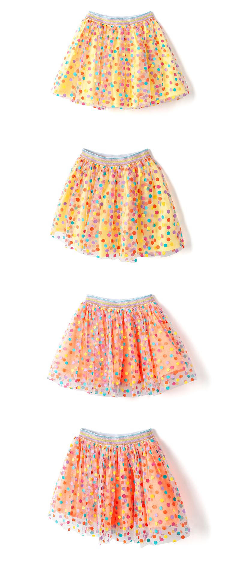 韓國 OZKIZ - 彩虹點點網紗裙-橘