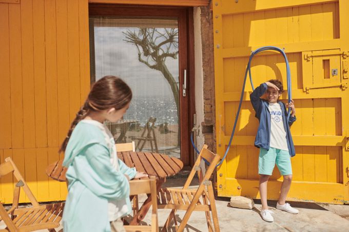 韓國 INDIVIDUEL - 好搭配休閒風五分褲-米灰