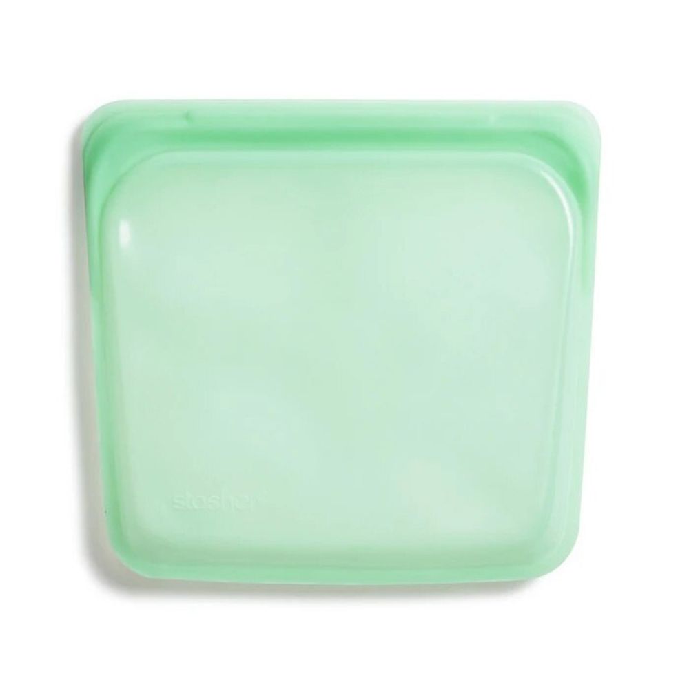 美國 Stasher - 食品級白金矽膠密封食物袋-Sandwich方形-薄荷綠 (443ml)