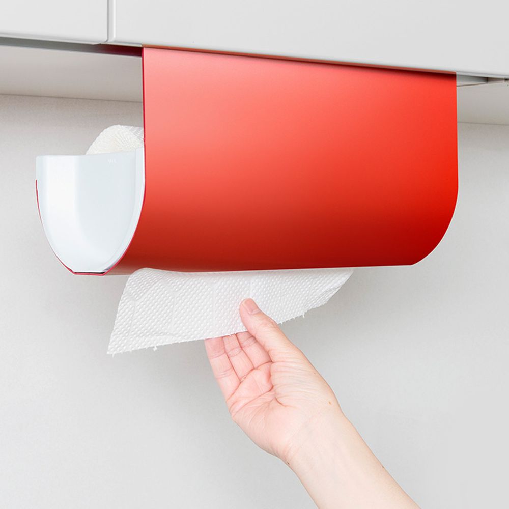 日本AUX - 重複貼櫥櫃捲筒紙巾架 (紅) (27×12×15.5cm)