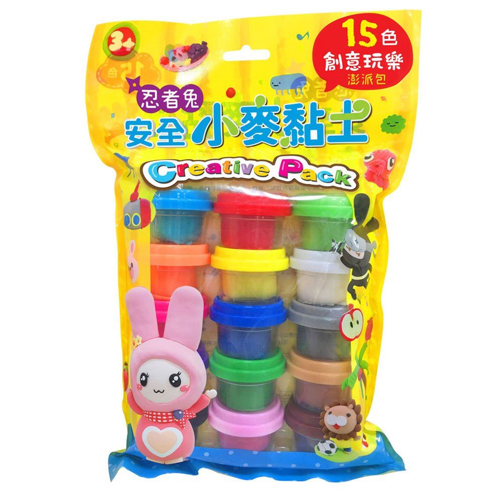 幼福文化 - 忍者兔安全小麥黏土-15色創意玩樂澎派包