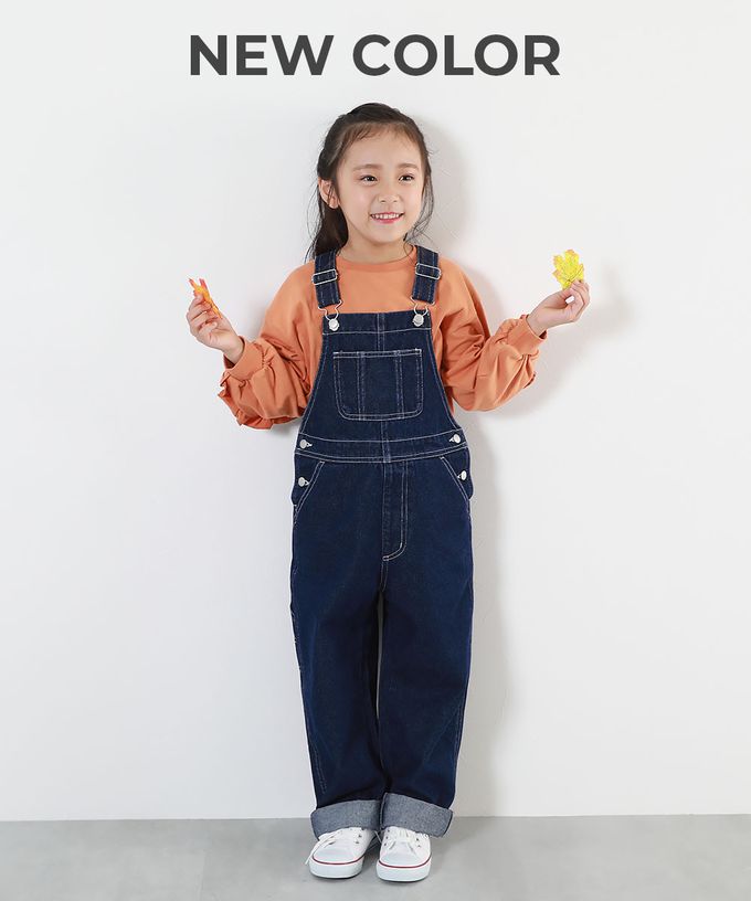 日本 devirock - 牛仔工裝百搭吊帶褲-水藍