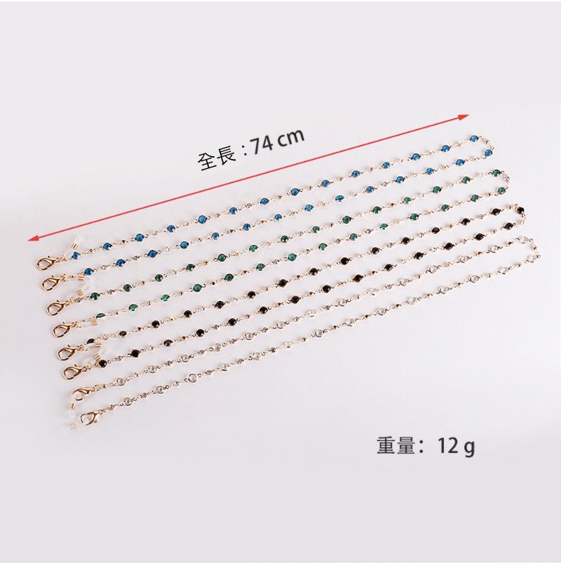 時尚水鑽金屬口罩/眼鏡掛鏈-透明 (總長74cm)