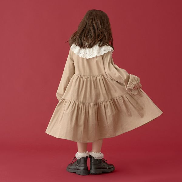 日本 Lycee mine - 可人兒蛋糕分層長袖洋裝(蕾絲領可拆)-粉紅