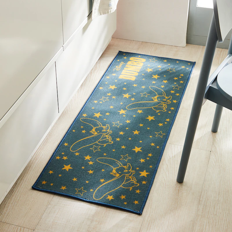 日本千趣會 - 迪士尼 長條型腳踏墊(廚房/臥室)-小飛象星空-深藍