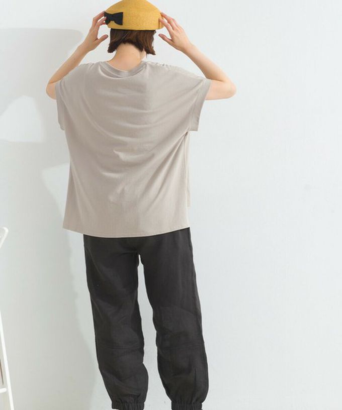 日本 Lupilien - 純棉知性印花法式袖T恤-黑