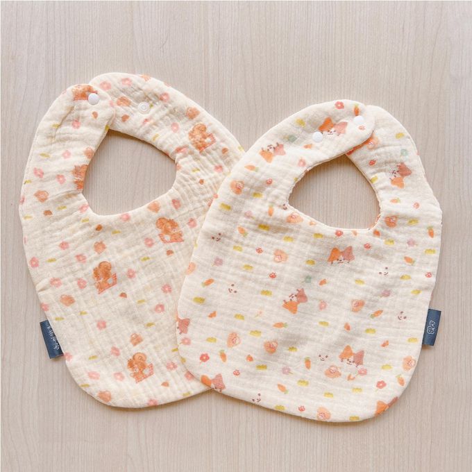 Chi-mi啾米 - 六層紗雙面手繪純棉圍兜3件組 (20.5x26.5CM)