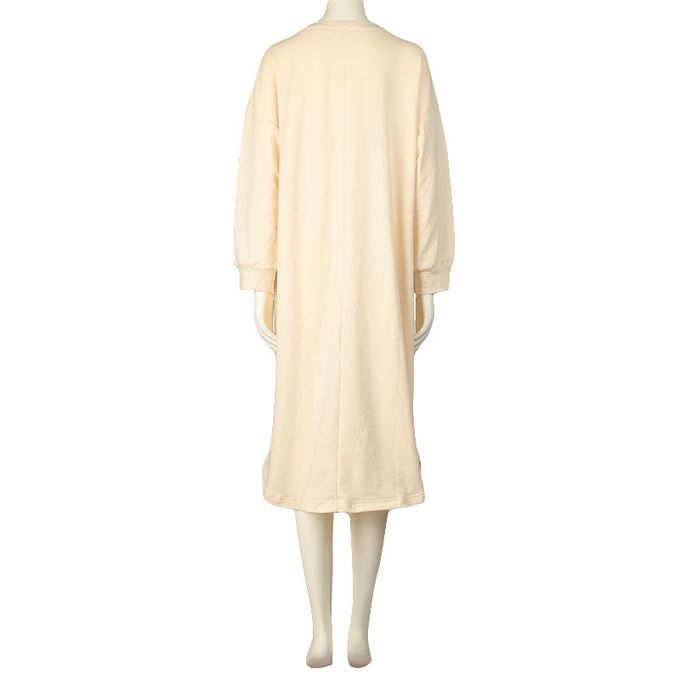 akachan honpo - 長袖彈性洋裝-防止裙擺上翻設計-象牙白色 (M~L)